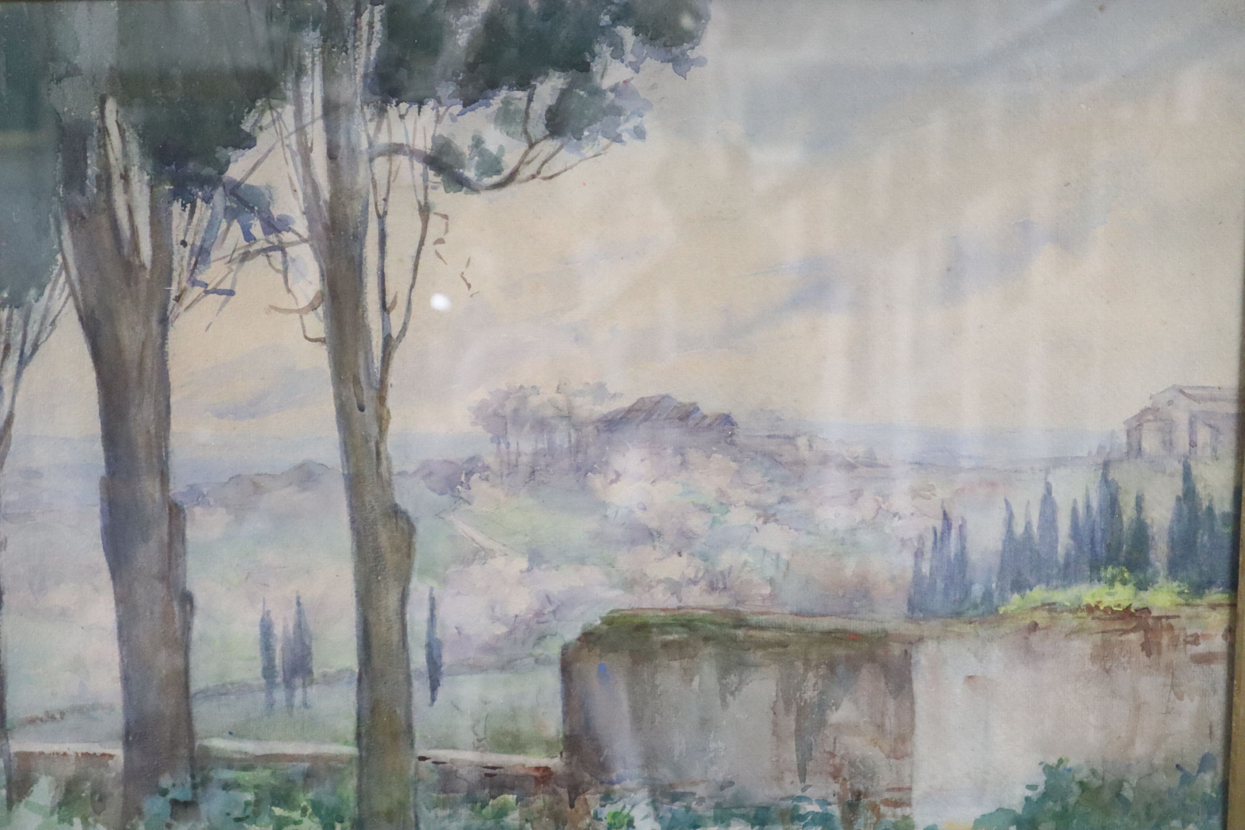 Alice K H Weld, watercolour, Italianate vista, signed